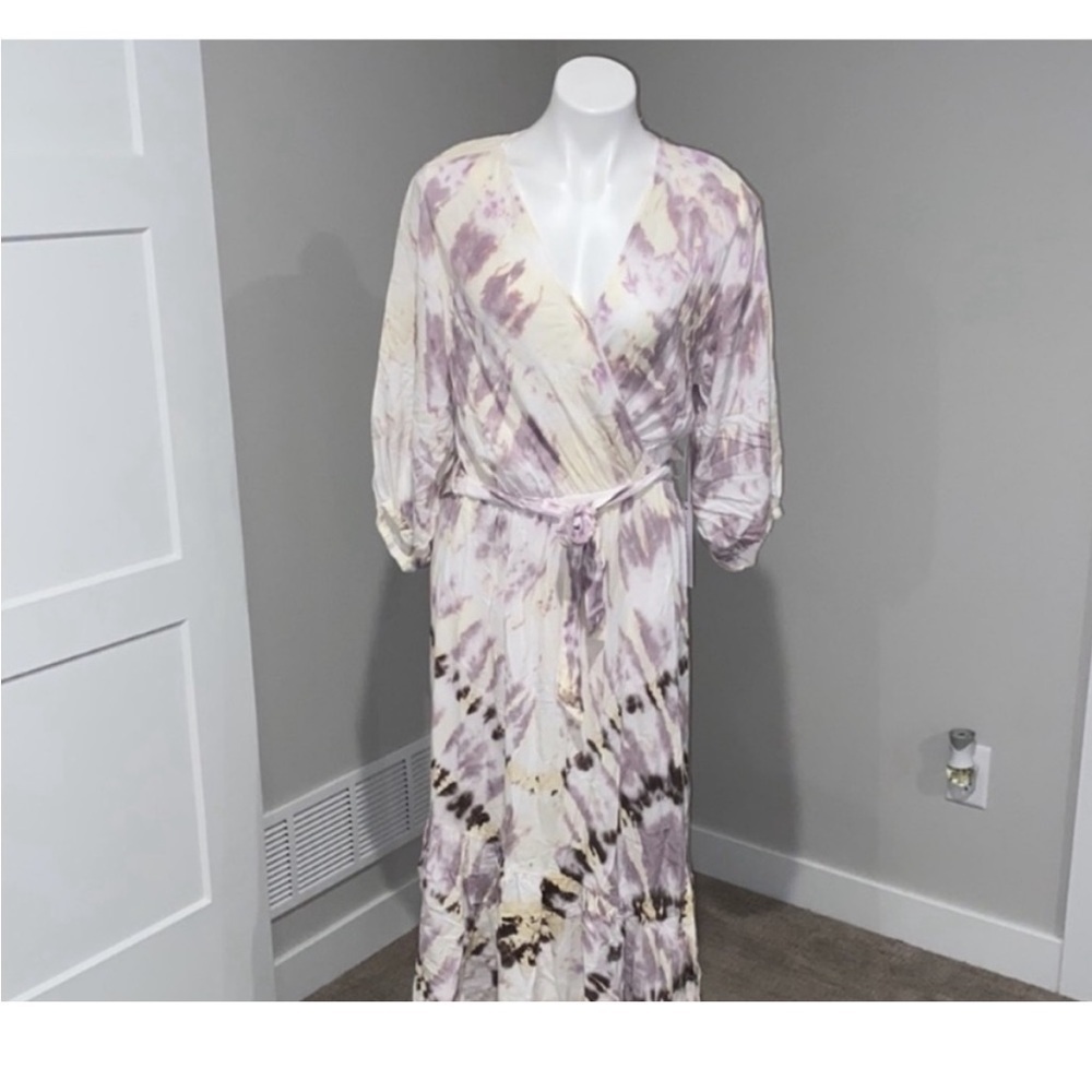 Young Fabulous & Broke Mauve Harvest Tie Dye Jillian Wrap Dress Large NEW! - Picture 4 of 5